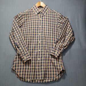 Vintage Mens Shirt Medium Plaid Richard Bennett Office Business 1991 90s USA